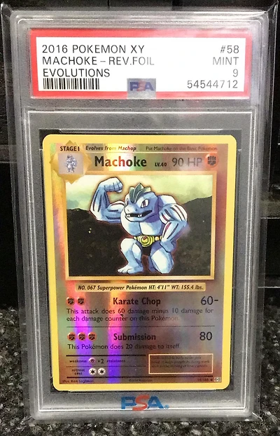 2016 Pokemon Xy Evolutions 58 Machoke-reverse Foil PSA