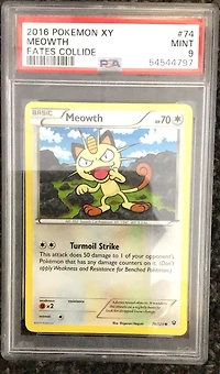 2016 Pokemon Xy Fates Collide 74 Meowth PSA 9