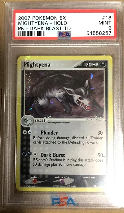 2007 Pokemon Ex Power Keepers 18 Mightyena-holo Dark Blast Theme Deck PSA 9