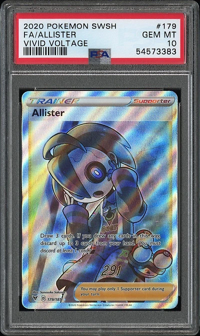 2020 Pokemon Sword & Shield Vivid Voltage 179 Full Art/allister PSA