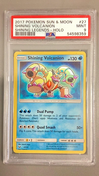 2017 Pokemon Sun & Moon Shining Legends 27 Shining Volcanion-holo PSA 9