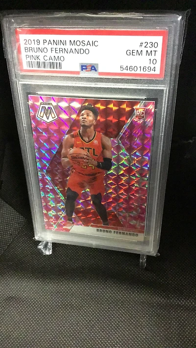 2019 Panini Mosaic 230 Bruno Fernando Pink Camo PSA 10