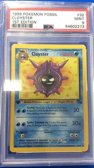 1999 Pokemon Fossil 32 Cloyster PSA
