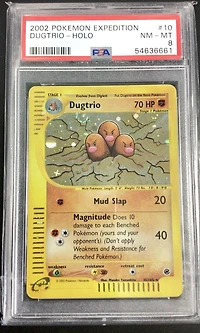 2002 Pokemon Expedition 10 Dugtrio-holo PSA 8