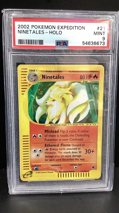 2002 Pokemon Expedition 21 Ninetales-holo PSA 9