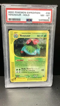 2002 Pokemon Expedition 30 Venusaur-holo PSA 8