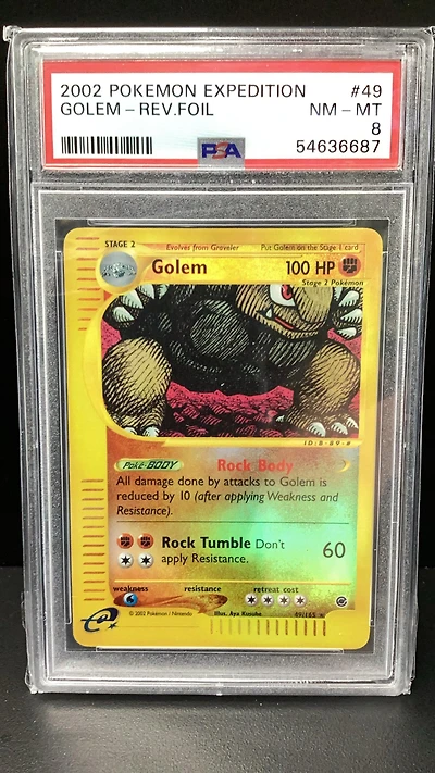 2002 Pokemon Expedition 49 Golem-reverse Foil PSA 8