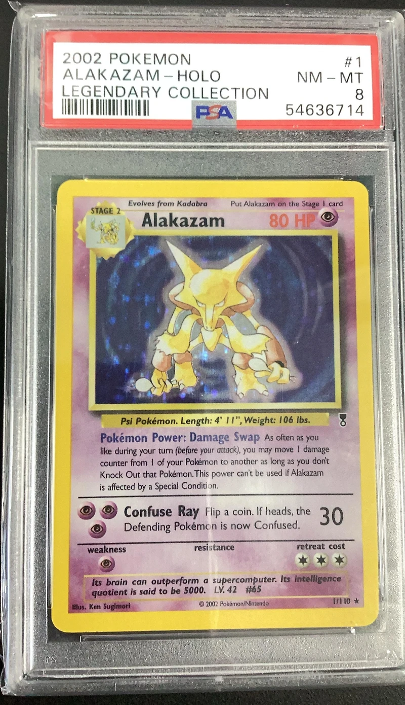 2002 Pokemon Legendary Collection 1 Alakazam-holo PSA 8
