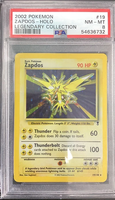 2002 Pokemon Legendary Collection 19 Zapdos-holo PSA 8