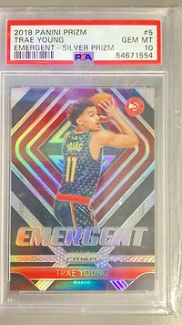 2018 Panini Prizm Emergent 5 Trae Young Silver Prizm PSA 10