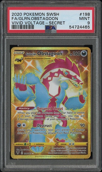 2020 Pokemon Sword & Shield Vivid Voltage 198 Full Art/galarian Obstagoon Secret PSA