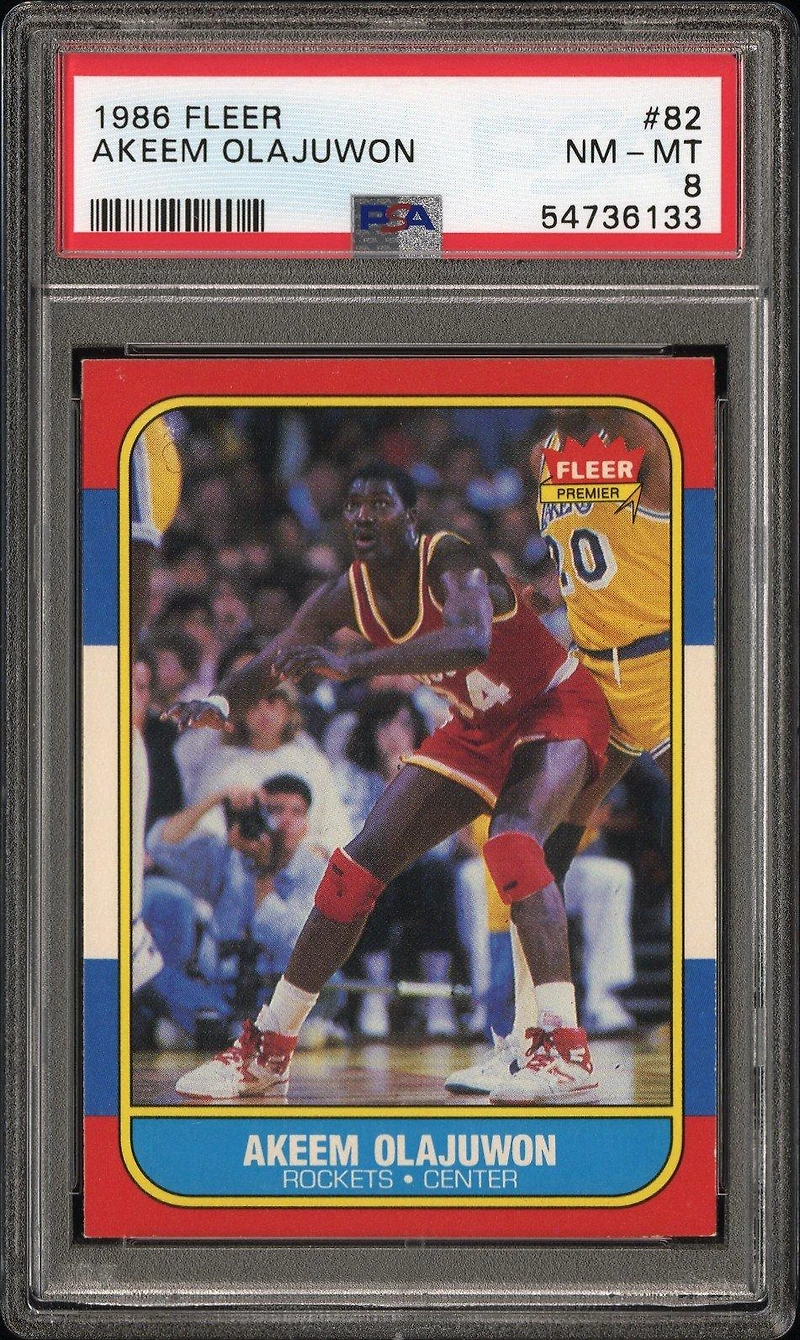 1986 Fleer 82 Akeem Olajuwon PSA 8