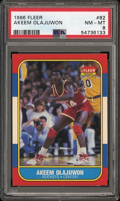 1986 Fleer 82 Akeem Olajuwon PSA 8