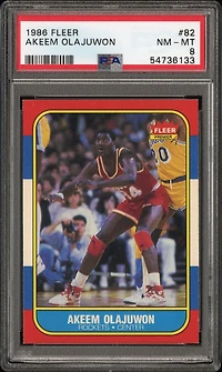 1986 Fleer 82 Akeem Olajuwon PSA 8