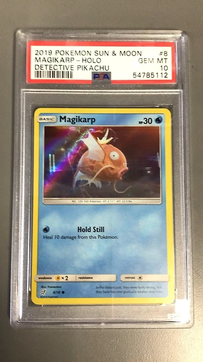 2019 Pokemon Sun & Moon Detective Pikachu 8 Magikarp-holo PSA
