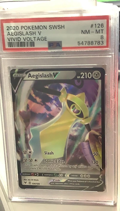 2020 Pokemon Sword & Shield Vivid Voltage 126 Aegislash V PSA