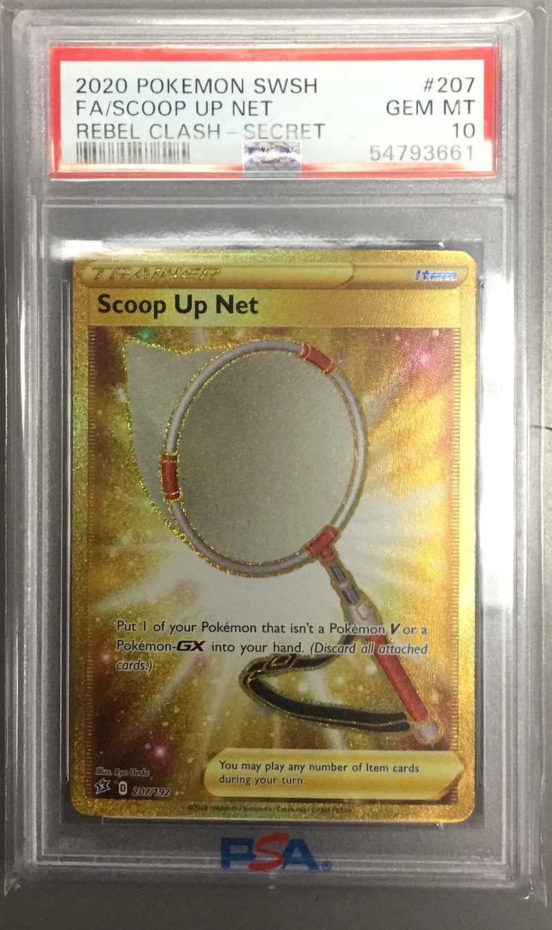 2020 Pokemon Sword & Shield Rebel Clash 207 Full Art/scoop Up Net Secret PSA 10