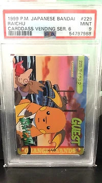 1999 Pokemon Japanese Bandai Carddass Vending Series 6 229 Raichu PSA 9