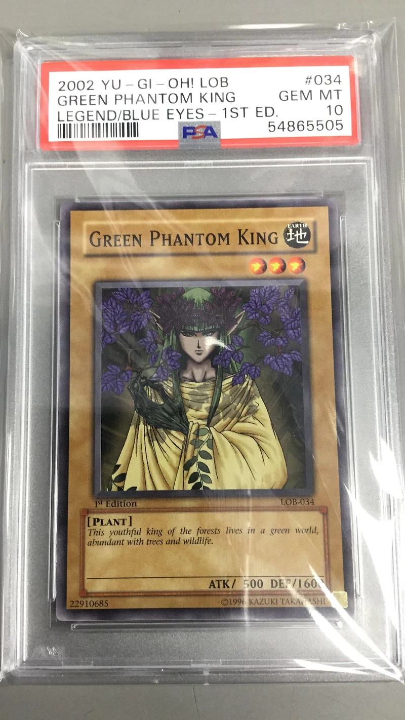 2002 Yu-gi-oh! Lob-legend Of Blue Eyes White Dragon 034 Green Phantom King 1st Edition PSA 10