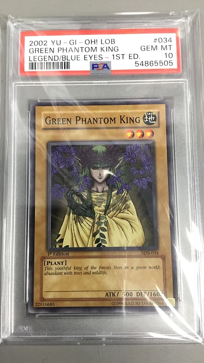 2002 Yu-gi-oh! Lob-legend Of Blue Eyes White Dragon 034 Green Phantom King 1st Edition PSA 10