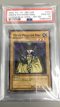 2002 Yu-gi-oh! Lob-legend Of Blue Eyes White Dragon 034 Green Phantom King 1st Edition PSA 10
