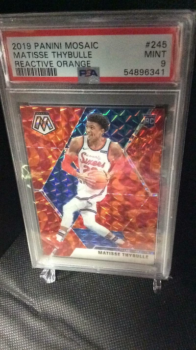 2019 Panini Mosaic 245 Matisse Thybulle Reactive Orange PSA 9