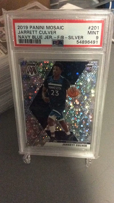 2019 Panini Mosaic 201 Jarrett Culver Navy Blue Jersey-fast Break-silver PSA 9