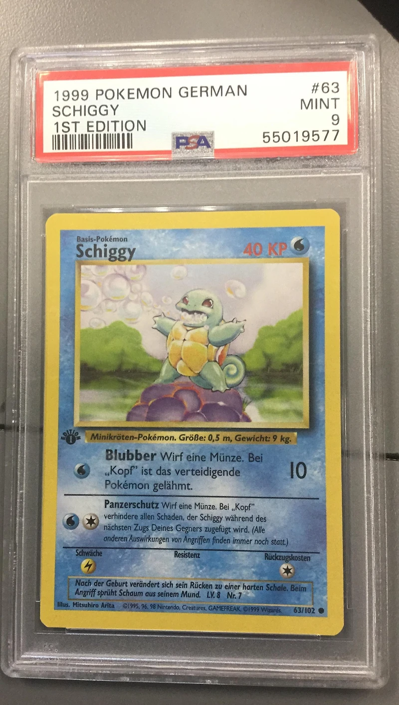1999 Pokemon German 63 Schiggy 1st Edition PSA