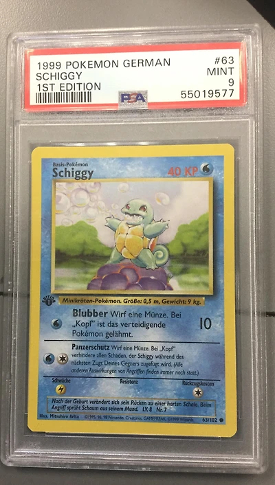 1999 Pokemon German 63 Schiggy 1st Edition PSA