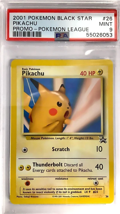 2001 Pokemon Promo Black Star 26 Pikachu Pokemon League PSA 9