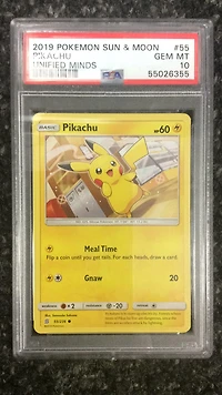 2019 Pokemon Sun & Moon Unified Minds 55 Pikachu PSA 10