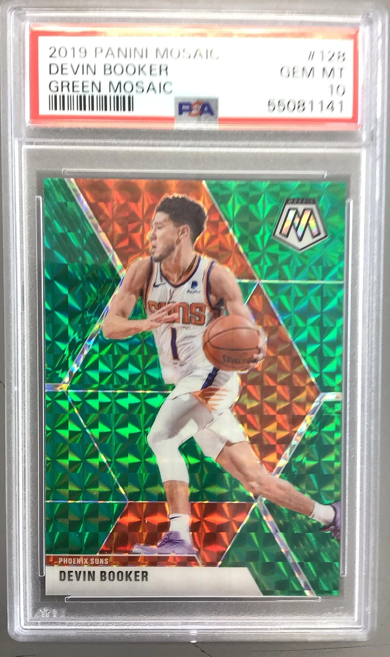 2019 Panini Mosaic 128 Devin Booker Green Mosaic PSA 10