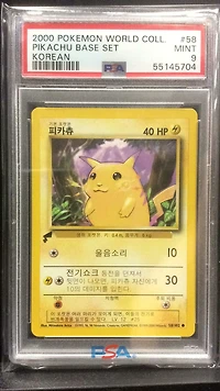 2000 Pokemon Pikachu World 58 Pikachu Base Set Korean PSA 9