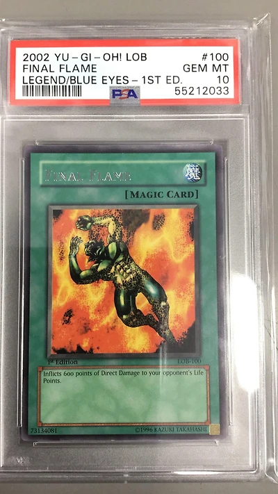 2002 Yu-gi-oh! Lob-legend Of Blue Eyes White Dragon 100 Final Flame 1st Edition PSA 10