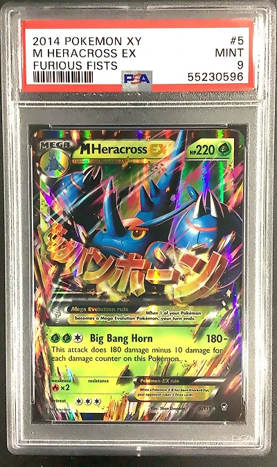 2014 Pokemon Xy Furious Fists 5 M Heracross Ex PSA 9