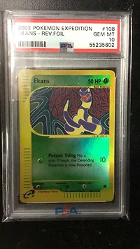 2002 Pokemon Expedition 108 Ekans-reverse Foil PSA 10