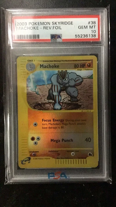 2003 Pokemon Skyridge 38 Machoke-reverse Foil PSA 10