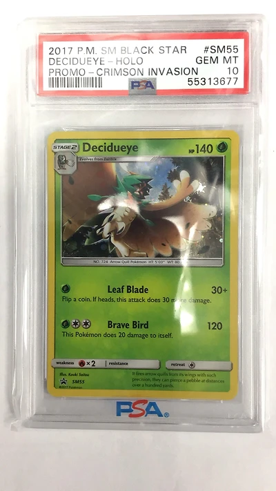 2017 Pokemon Sm Black Star Promo Sm55 Decidueye-holo Crimson Invasion Three Pack Blisters PSA 10