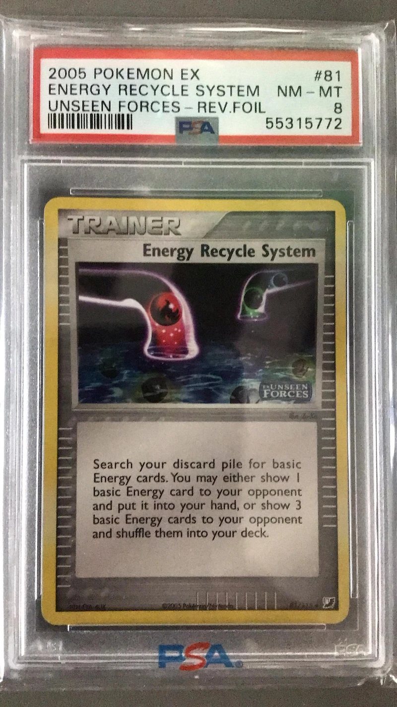 2005 Pokemon Ex Unseen Forces 81 Energy Recycle System-reverse Foil PSA 8