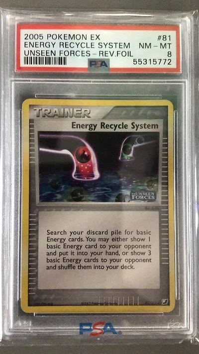 2005 Pokemon Ex Unseen Forces 81 Energy Recycle System-reverse Foil PSA 8