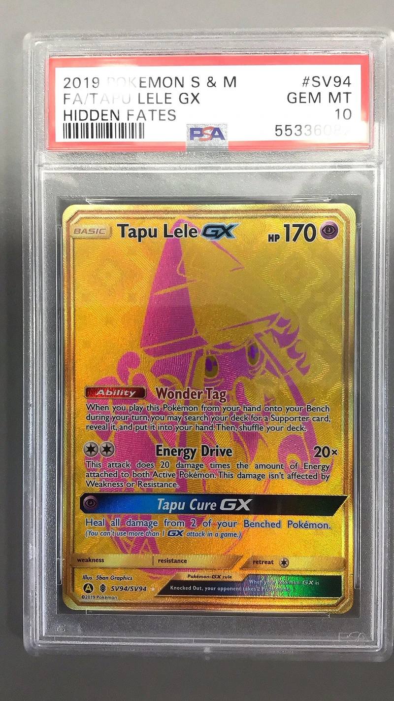 2019 Pokemon Sun & Moon Hidden Fates Sv94 Fa/tapu Lele Gx PSA 10