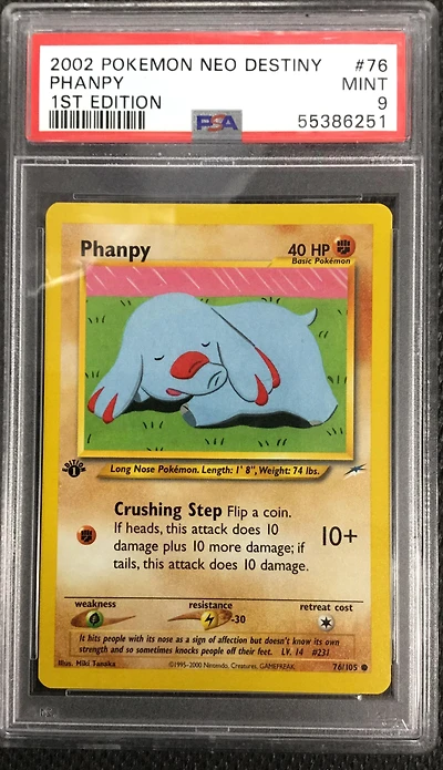 2002 Pokemon Neo Destiny 76 Phanpy 1st Edition PSA 9