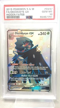 2019 Pokemon Sun & Moon Hidden Fates Sv47 Fa/decidueye Gx PSA