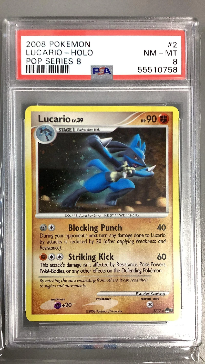 2008-09 Pokemon Pop Series 8 2 Lucario-holo PSA 8