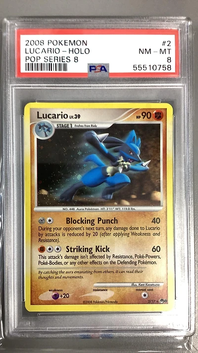 2008-09 Pokemon Pop Series 8 2 Lucario-holo PSA 8