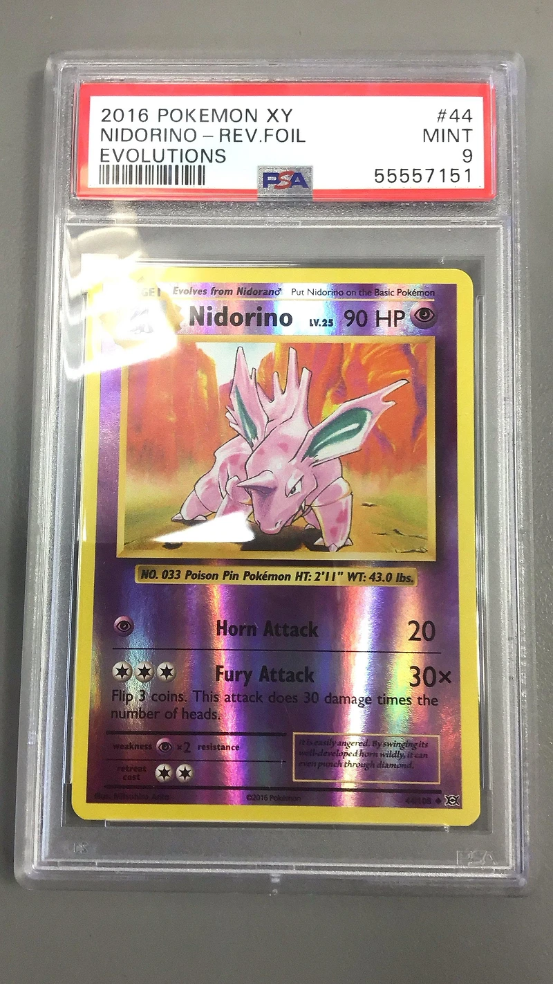 2016 Pokemon Xy Evolutions 44 Nidorino-reverse Foil PSA
