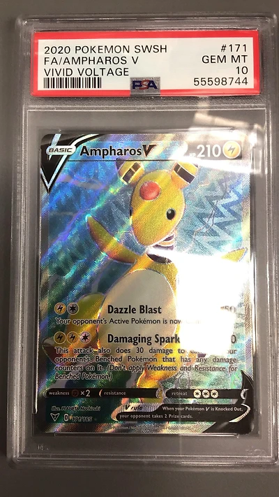 2020 Pokemon Sword & Shield Vivid Voltage 171 Full Art/ampharos V PSA