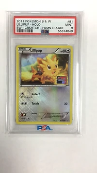 2011 Pokemon Black & White 81 Lillipup-holo Crosshatch-2011 Pokemon League PSA 9