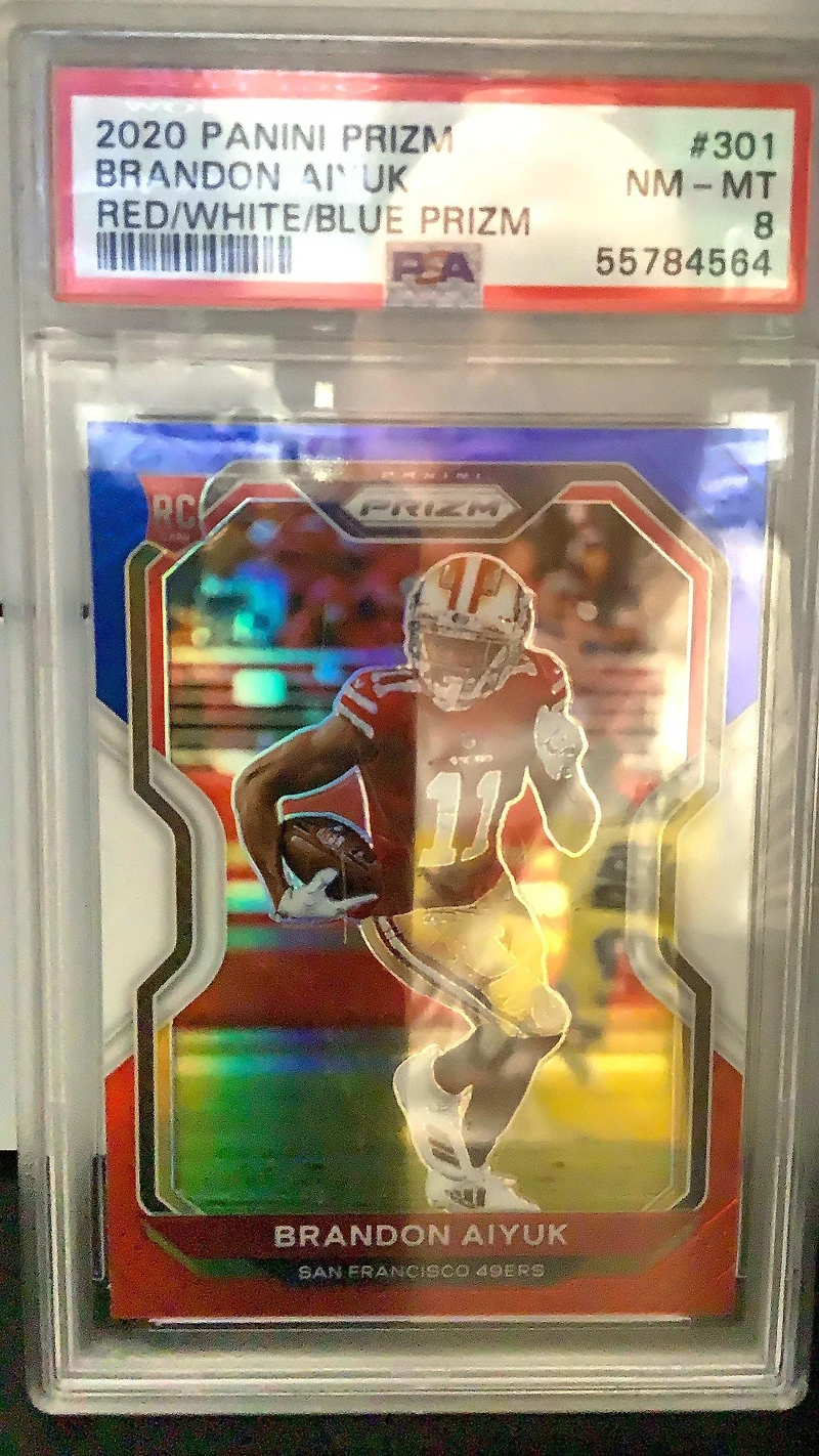 2020 Panini Prizm 301 Brandon Aiyuk Red/white/blue Prizm PSA 8