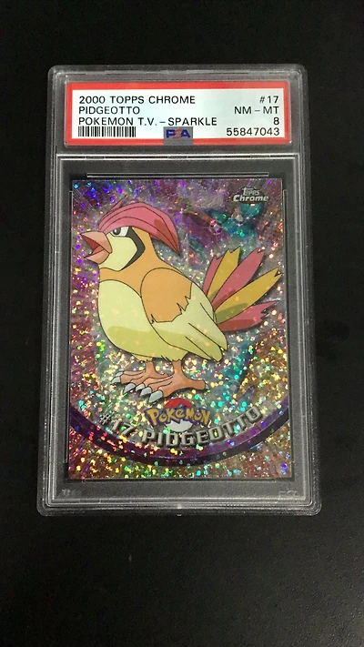 2000 Topps Chrome Pokemon T.v. 17 Pidgeotto Sparkle PSA 8